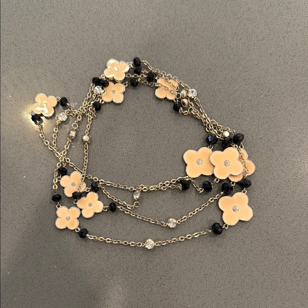Floral Gold and Black Necklace